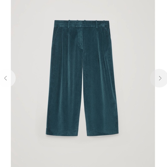 NWT COS Blue-Green Wide-Leg Corduroy Trousers MSRP$115 - Picture 3 of 16